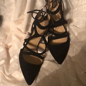 Black sexy tie in back dressy shoes